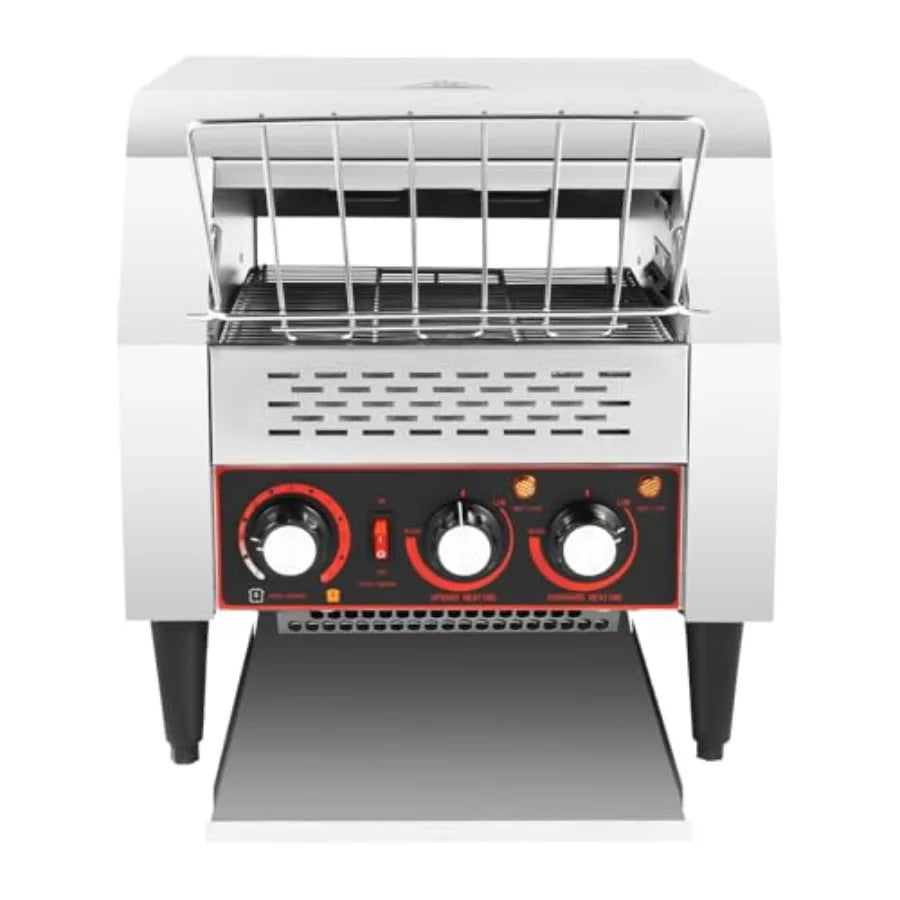 300 Slices/Hour Commercial Conveyor Toaster 2200W Powerful Stainless Steel Heavy-Duty Industrial Electric Toaster with Double H