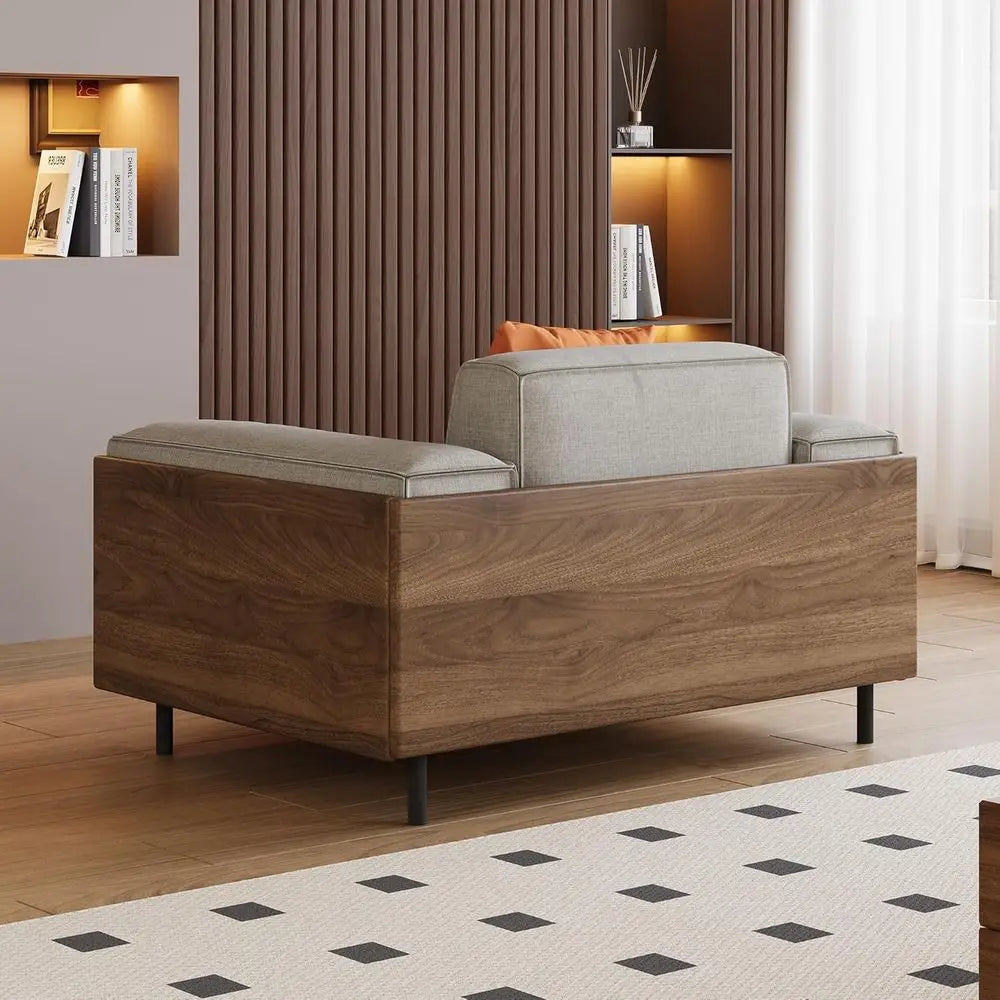 Modern 1-Seat Fabric Sofa, Solid Wood Construction, High-Density Foam Seat, Ideal for Compact Living Spaces, Office, Grey