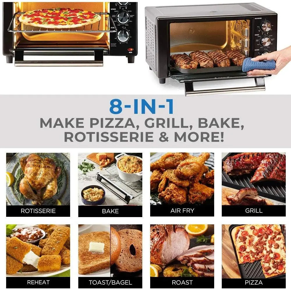 PowerXL Air Fryer Grill 8 in 1 Roast, Bake, Rotisserie, Electric Indoor Grill (Black Standard No Rotisserie) OPEN BOX