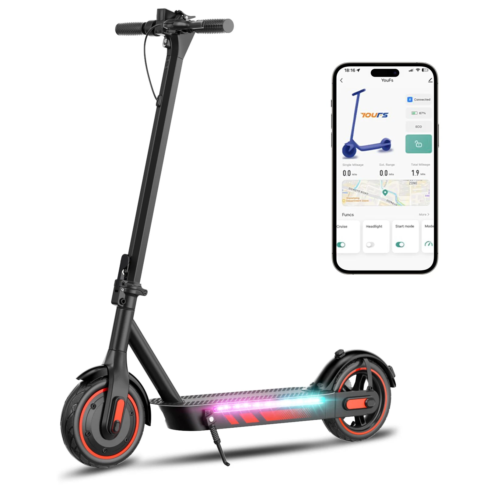 Keemigo 36V15AH Battery Electric Scooter For Adults 600W Motor 10" Air Tires 25 MPH 28 Miles Range Folding With Dual Suspension