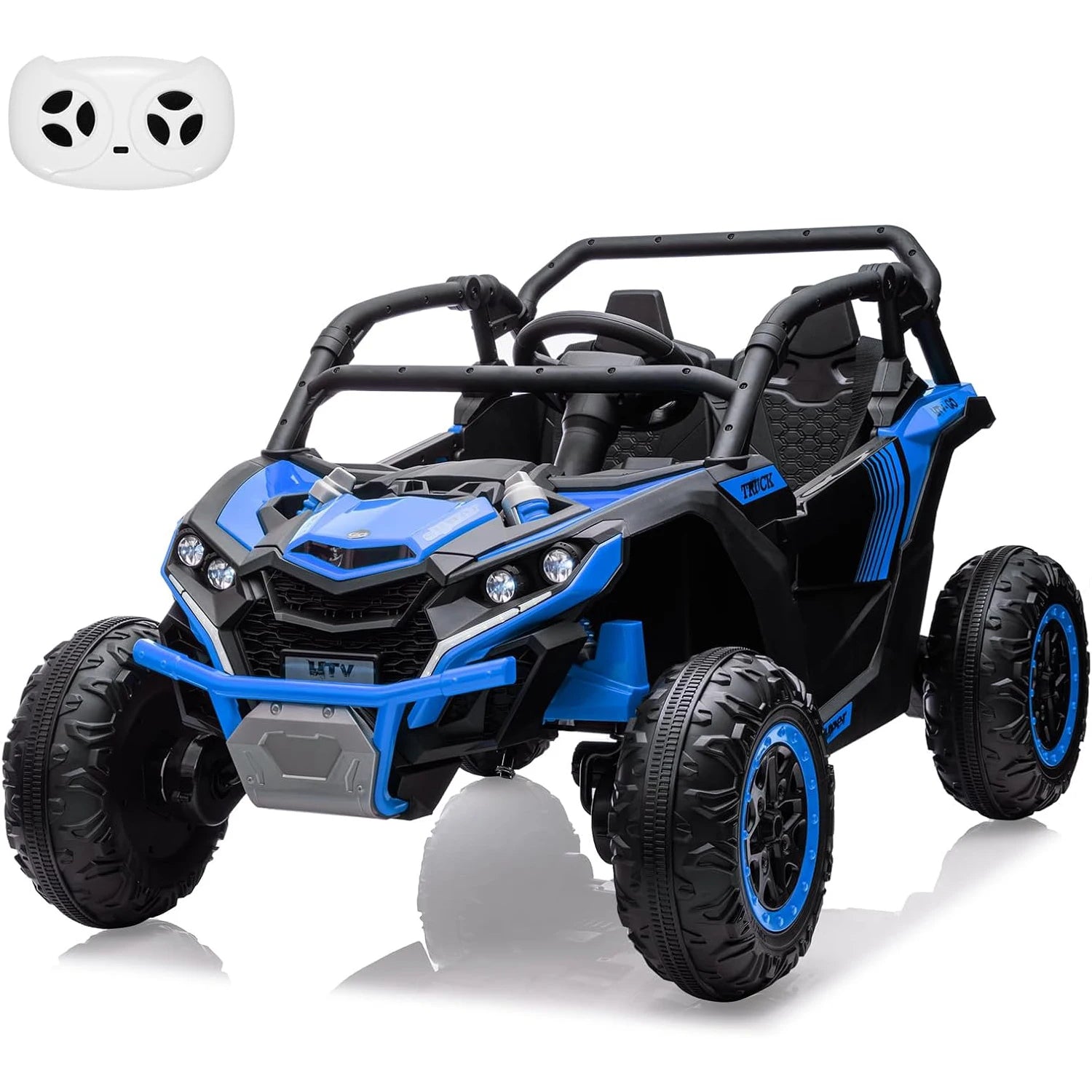 24V 2-Seater Ride-on UTV Kids 4WD Off-Road Electric Vehicle,Remote Control,LED Lights,Music,Horn,Shock Absorbers,110 Lbs Load