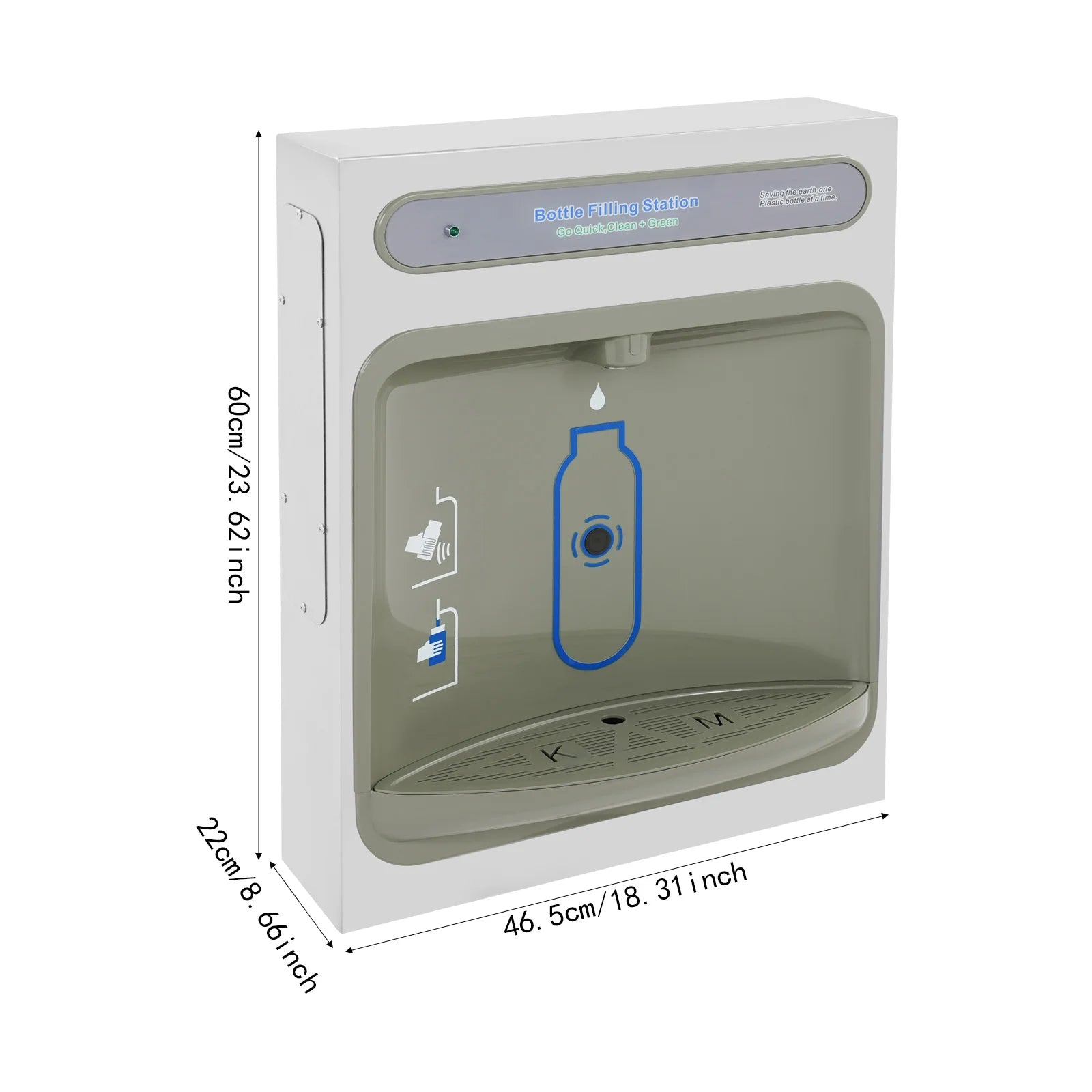 Wall Mounted Water Dispenser Touchless Sensor, Induction Bottle Filling Station 1.8GPM, 304 Stainless Steel Filtered for Office Home Gym
