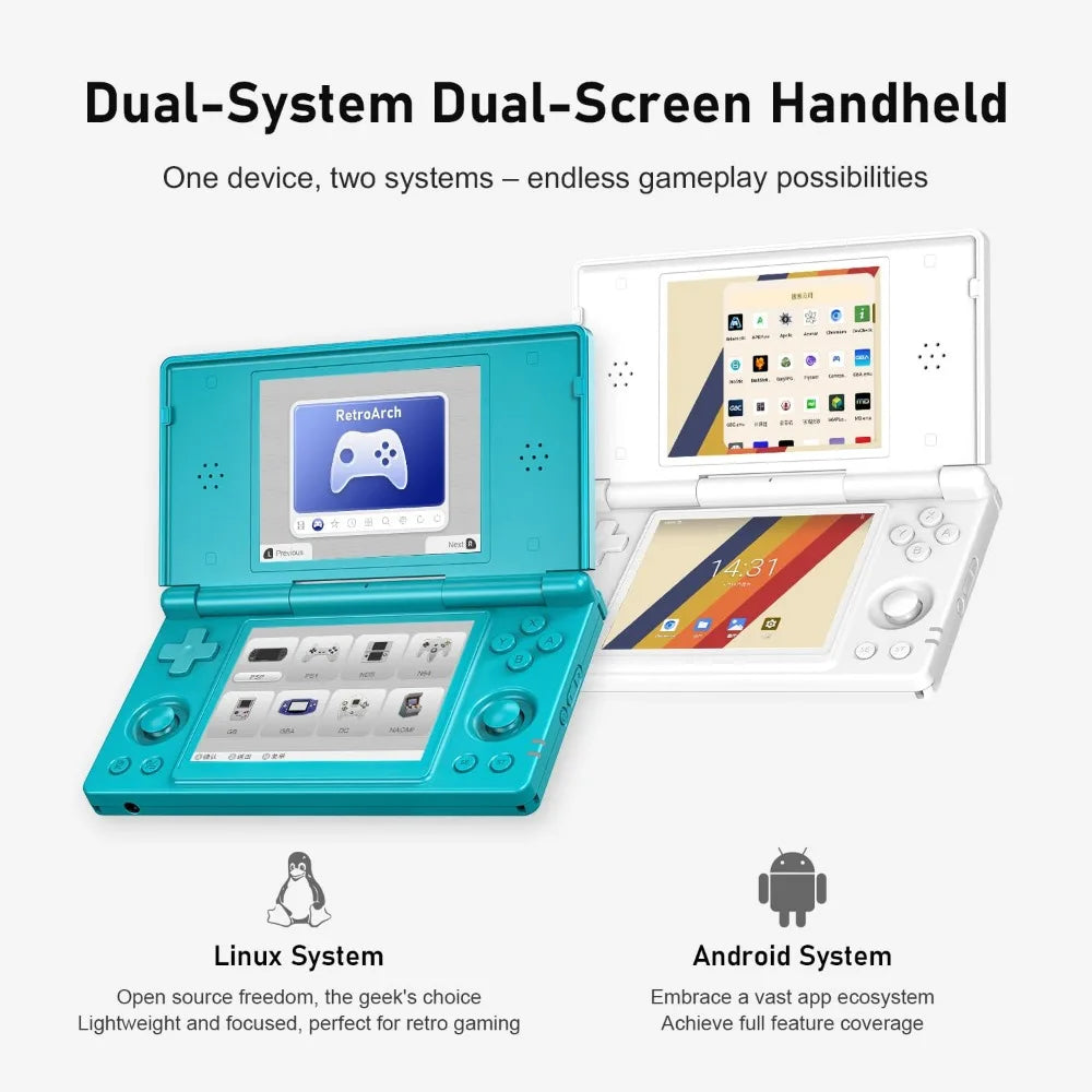 Handheld Game Console 32GB, Android/Linux, 4" IPS Display, WiFi/Bluetooth, Portable Emulator