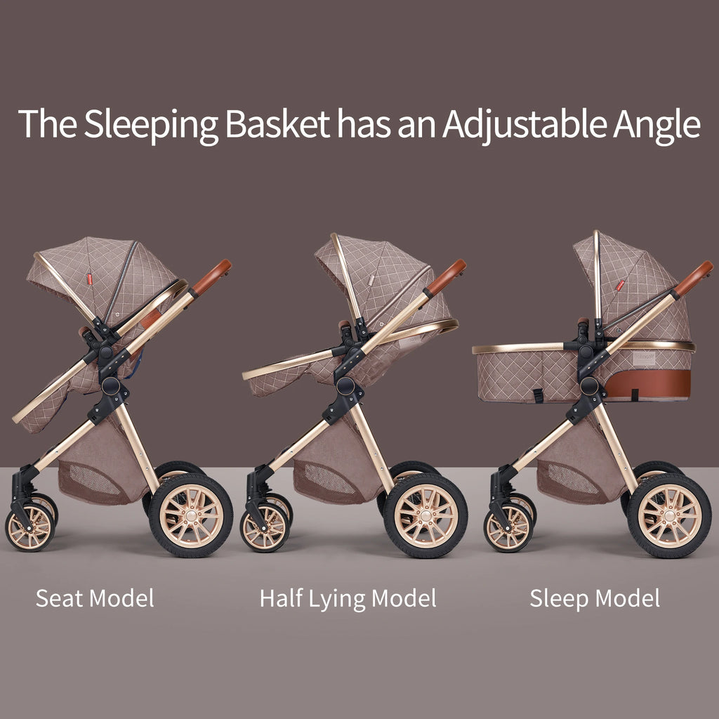 3 In 1 Luxury Pram High Landscape Baby Stroller Folding Pushchair Vista Stroller With Reversible Stroller Seat