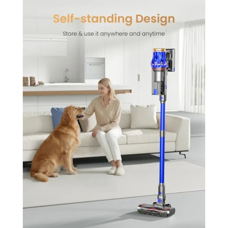 Cordless Vacuum Cleaner for Home Use, ABS Plastic, Black, 650W Power with 55KPA Suction, 70-Min Runtime, Self-Standing Design,