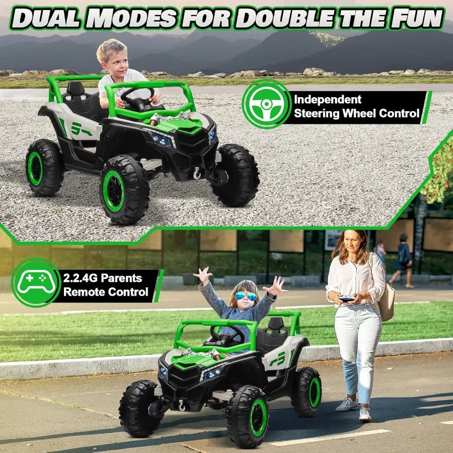 24V Ride On Car for Kids w/Remote Control, Battery Powered Off-Road UTV, 4x150W Motors,4 Shock Absorbers, 4.5 Mph Max Speed, Blu