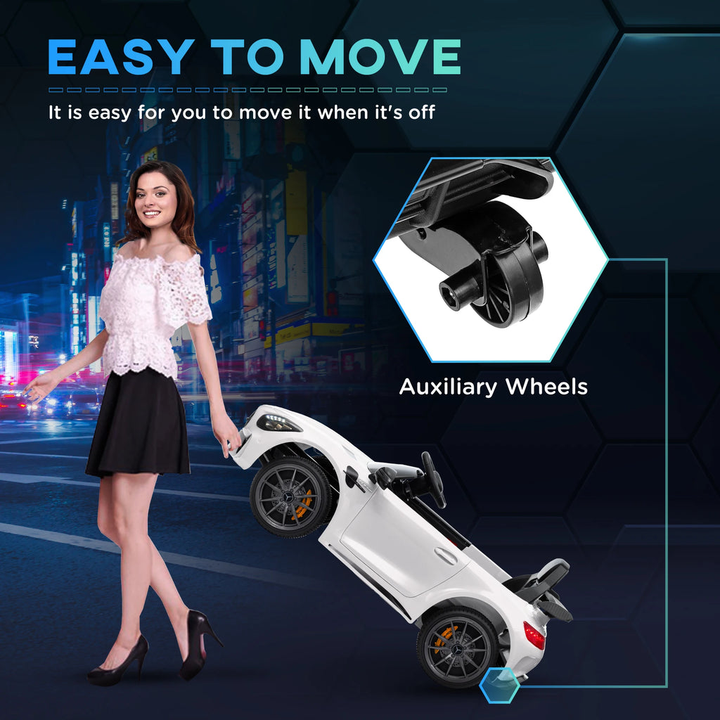 12V Kids Ride on Electric Car with Parent Remote Control LED Lights Music Player 1.9-3.1MPH for Ages 3-6 White, Built-In Music Player