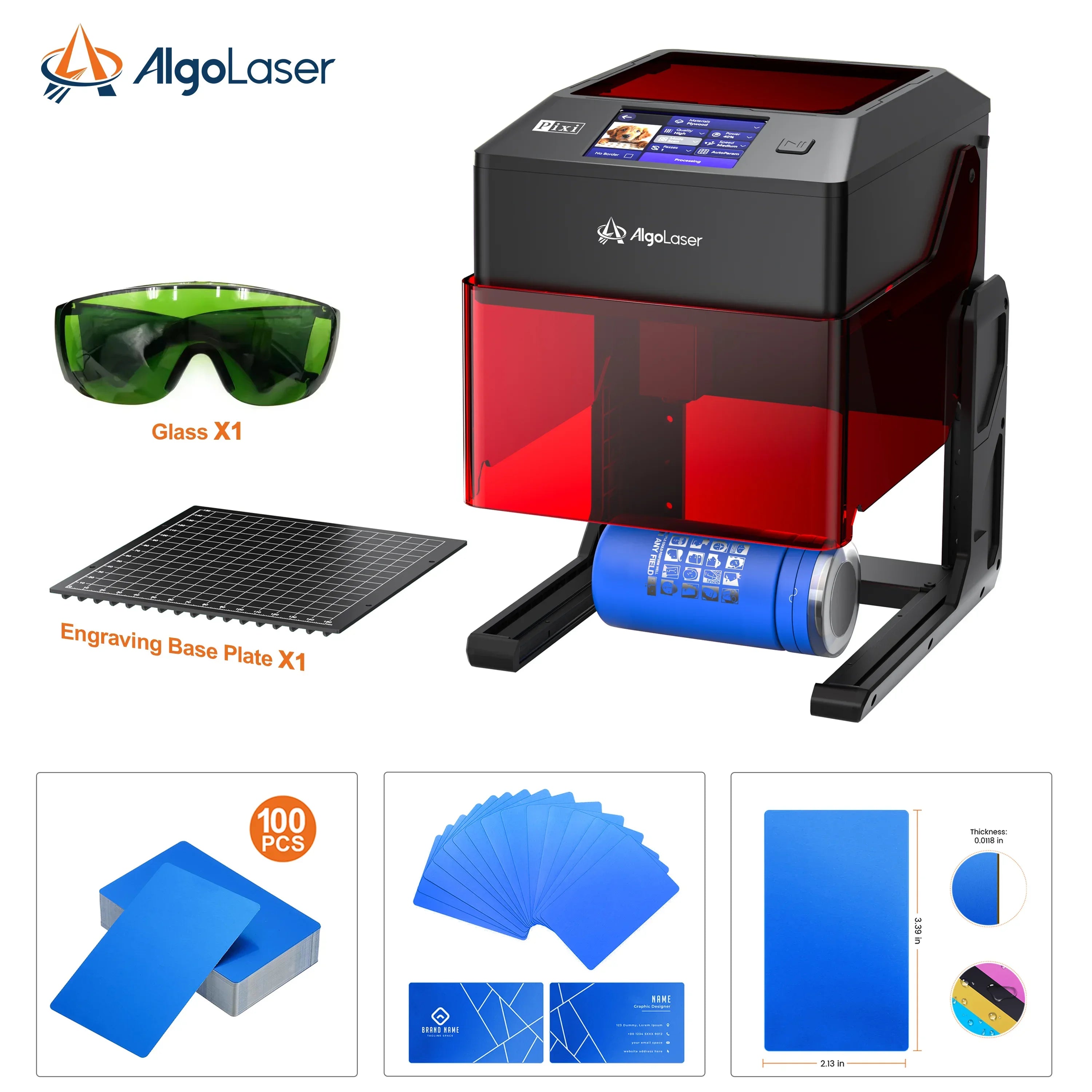 3W Laser Printer with 3.5-Inch Smart Screen, Photo Printer Engraver Machine And 3 Additions Bundle, Suitable for Creation