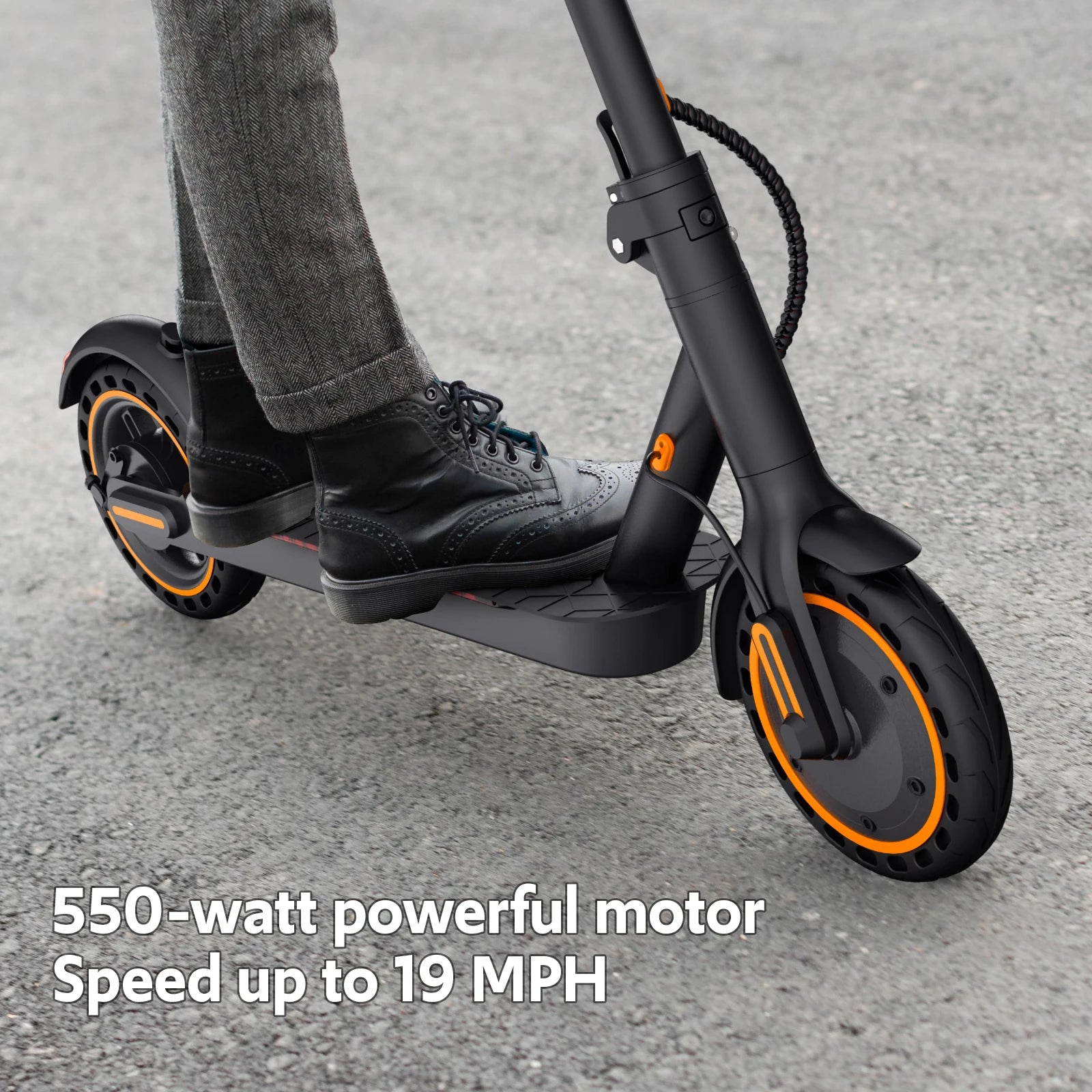Electric Scooters for Adults & Teen, 550W Motor 19Mph Top Speed E-Scooter, 19 Miles Range, Folding W/Side Lights, UL2272 Dual Brake & App
