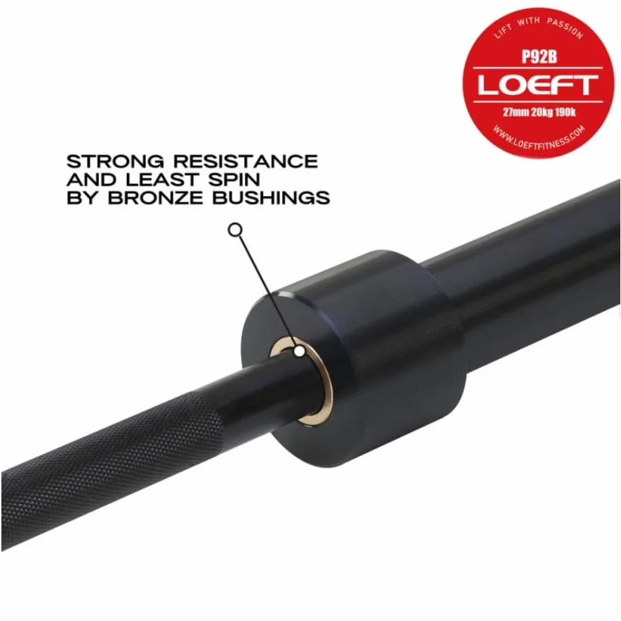 Professional 92in 27MM Deadlift Barbell for Powerlifting with 45lb 1500lbs Weight Ccity 190K PSI Enhanced Flex Black Steel Bar