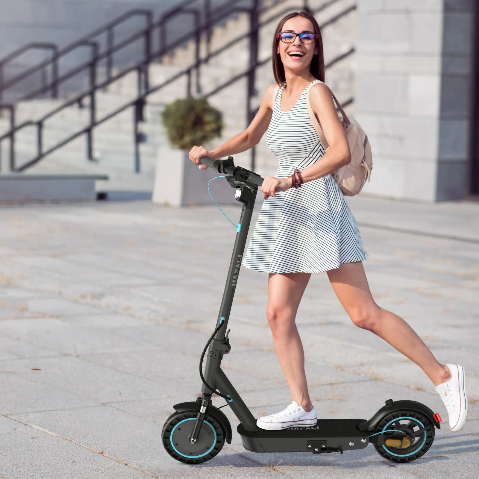 Electric Scooter Adults, Foldable E-Scooter with Dual Suspension & Front/Rear Turn Signal Lights, 10" Large Honeycomb Solid Tires, 650W Motor, 36V 18AH Battery, Up to 25 Miles Range & 22 MPH