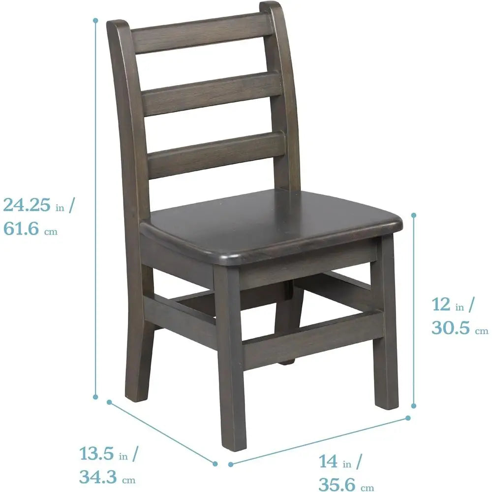 24in x 36in Recular Hardwood Table and Chair Set, 12in Seat Height, Kids urniture, Grey Wash, 3-Piece