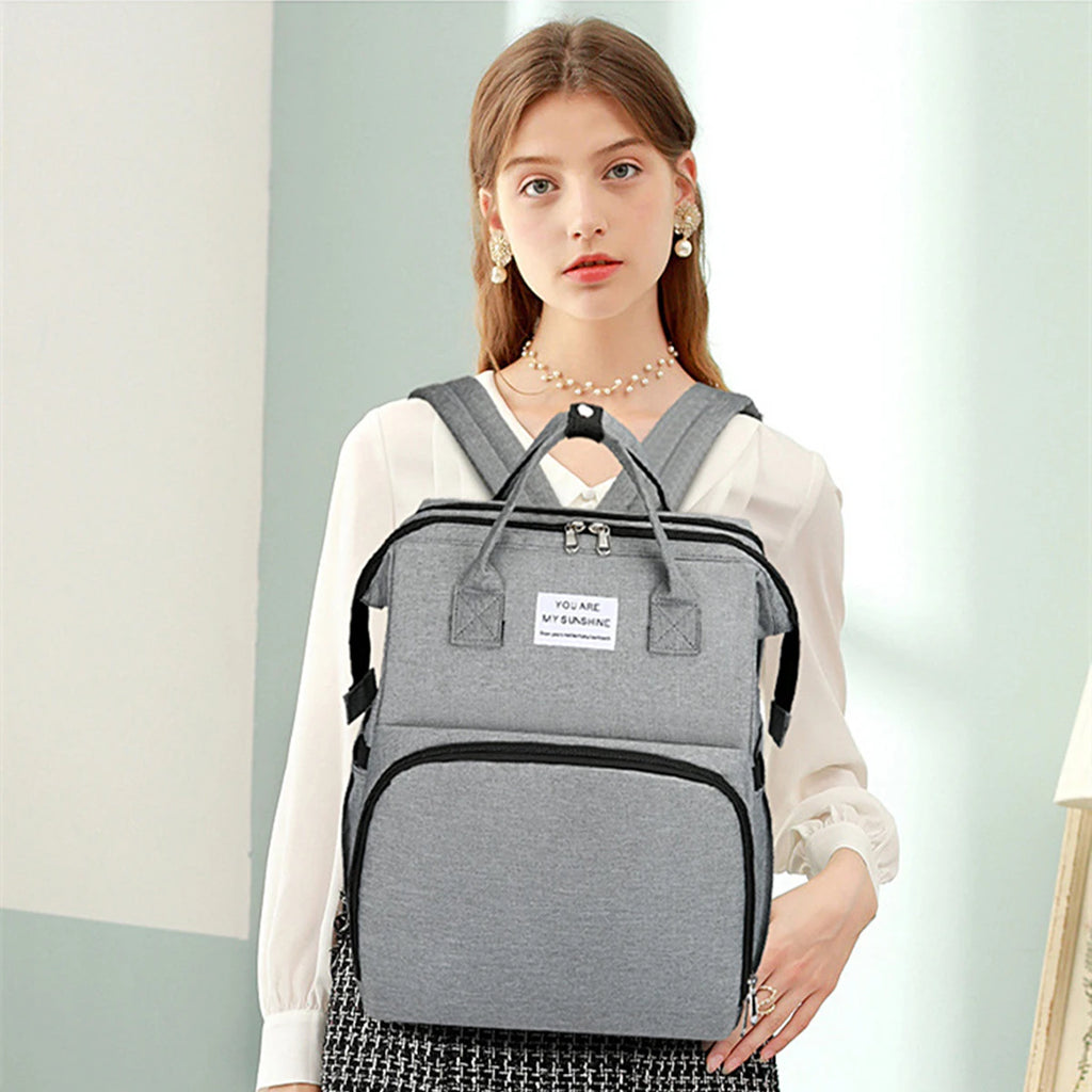 Folding Mommy Bag Lightweight Portable Folding Crib Bed Large-Capacity Baby Backpack Female Mommy Outting Bag Mummy Bag