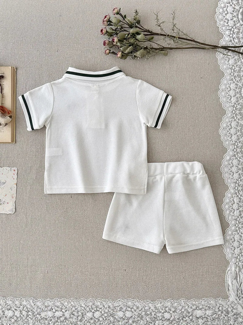 MILANCEL Summer Baby Clothes Set 6M-3T Thin Girls Polo Shirts Suit Embroidery Toddler Outfit Breathable Infant Boys 2PCS