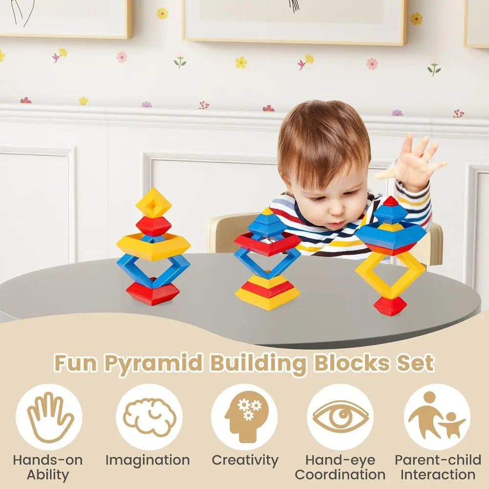 Kids Table and Chair Set, Bentwood Toddler Round Table and 4 Chairs for Craft Art, Building Block, 5-Piece Children Furniture Se
