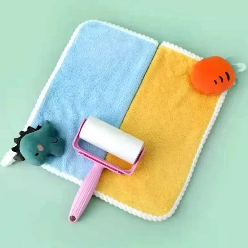 4pcs Coral Fleece Hangable Hand Towels for Kids Baby Bathroom Fingertip Super Absorbent Handkerchief Bath Towel Accessories