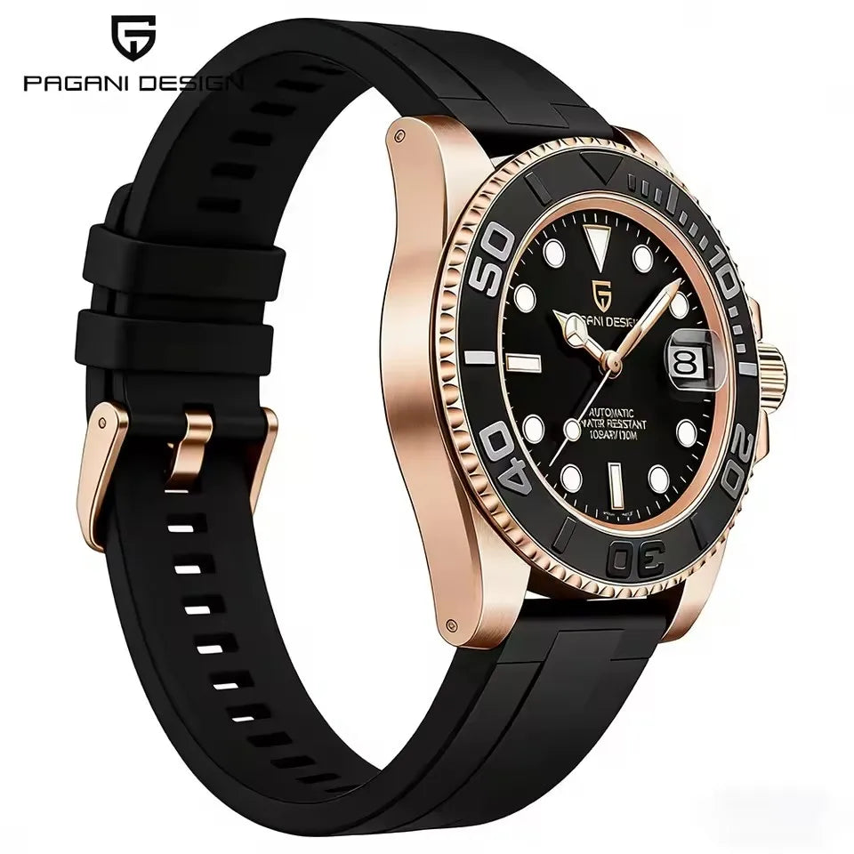 PAGANI DESIGN 2026 40MM Rose Gold Black Sports Watch with AR Coating Sapphire Glass Watch Mechanical automatic watches for me