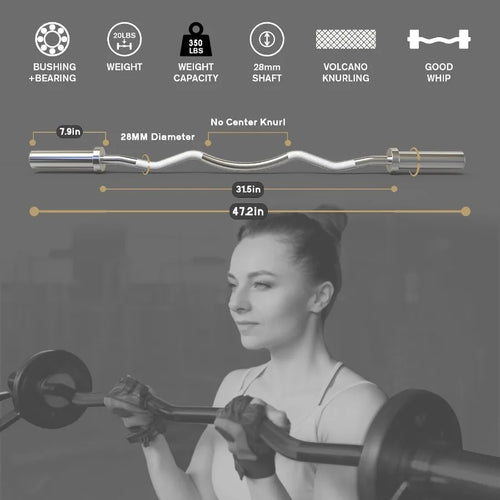2 Inch EZ Curl Bar with 155LB Weights & Collar,350LBS Weight Capacity Curl Barbell for Bicep,Tricep and Weight Lifting Exercises