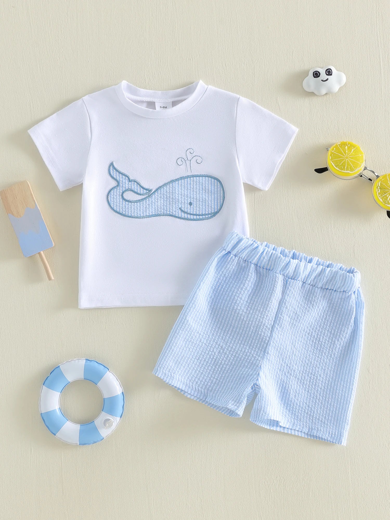 Cute Toddler Boys Beachwear Set with Shark Print Rash Guard and Quick Dry Swim Trunks for Summer Vacation 2Pcs Outfit