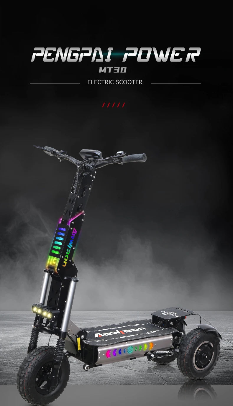 All terrain 3 wheels electric scooter dual motor fast speed long range foldable off road electric scooter
