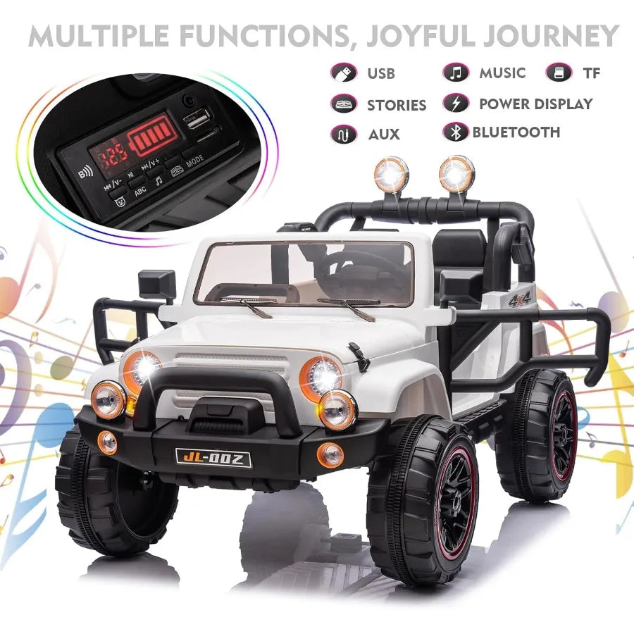 2 Seater Ride On Truck and Car Cover 12V 's Electric Car with Parental Remote Control Music Bluetooth MP3 Player LED Lights Spr