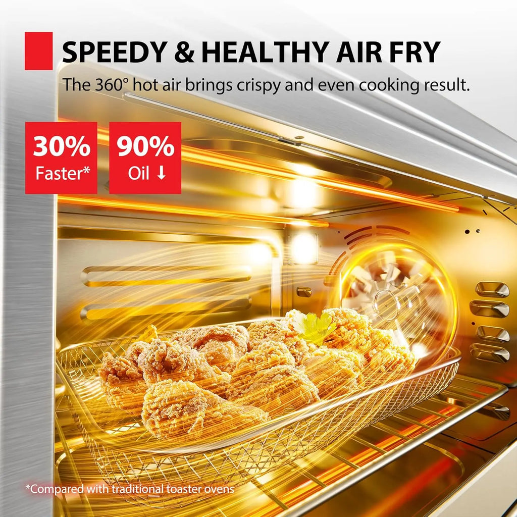 26.4 QT Air Fryer Toaster Oven Combo, 12-in-1 Countertop Oven, Large Capacity, Stainless Steel