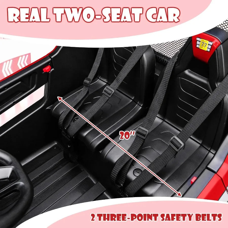 2 Seater Ride on Car for 12V UTV ' Electric Vehicles with Remote Control Spring Suspension Soft Start Music Bluetooth FM Batter