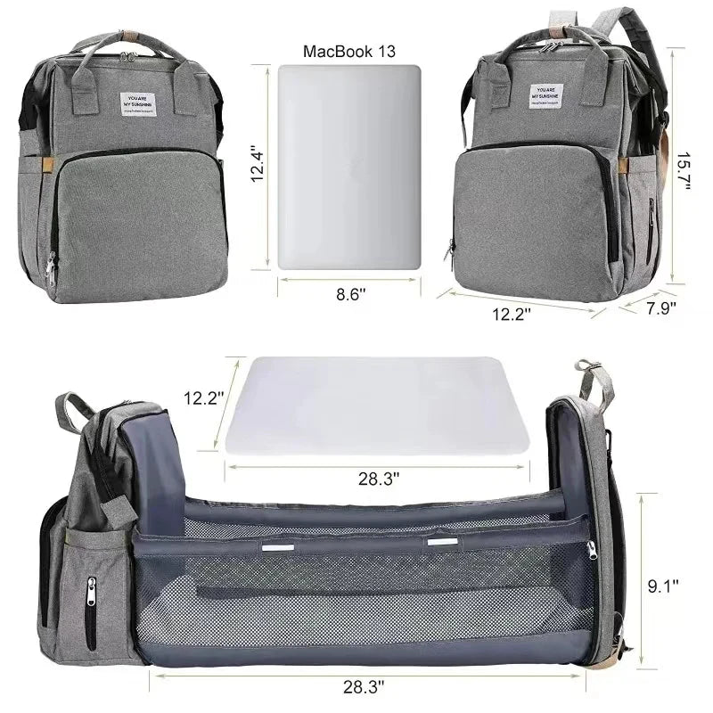Folding Mommy Bag Lightweight Portable Folding Crib Bed Large-Capacity Baby Backpack Female Mommy Outting Bag Mummy Bag