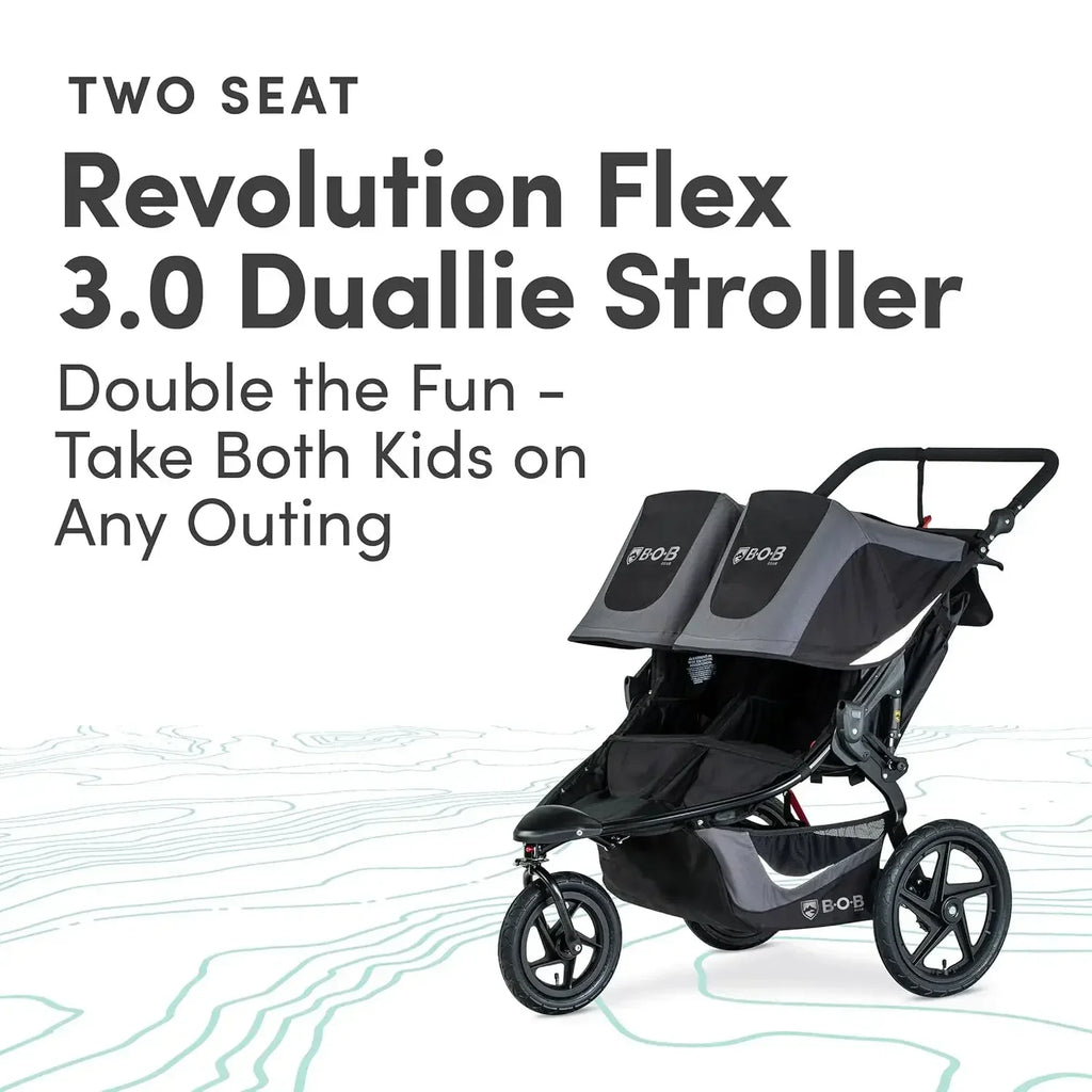 Graphite Black BOB Gear Flex 3.0 Duallie Jogging Stroller Double Stroller Adjustable Handle Shock Absorbing Wheels