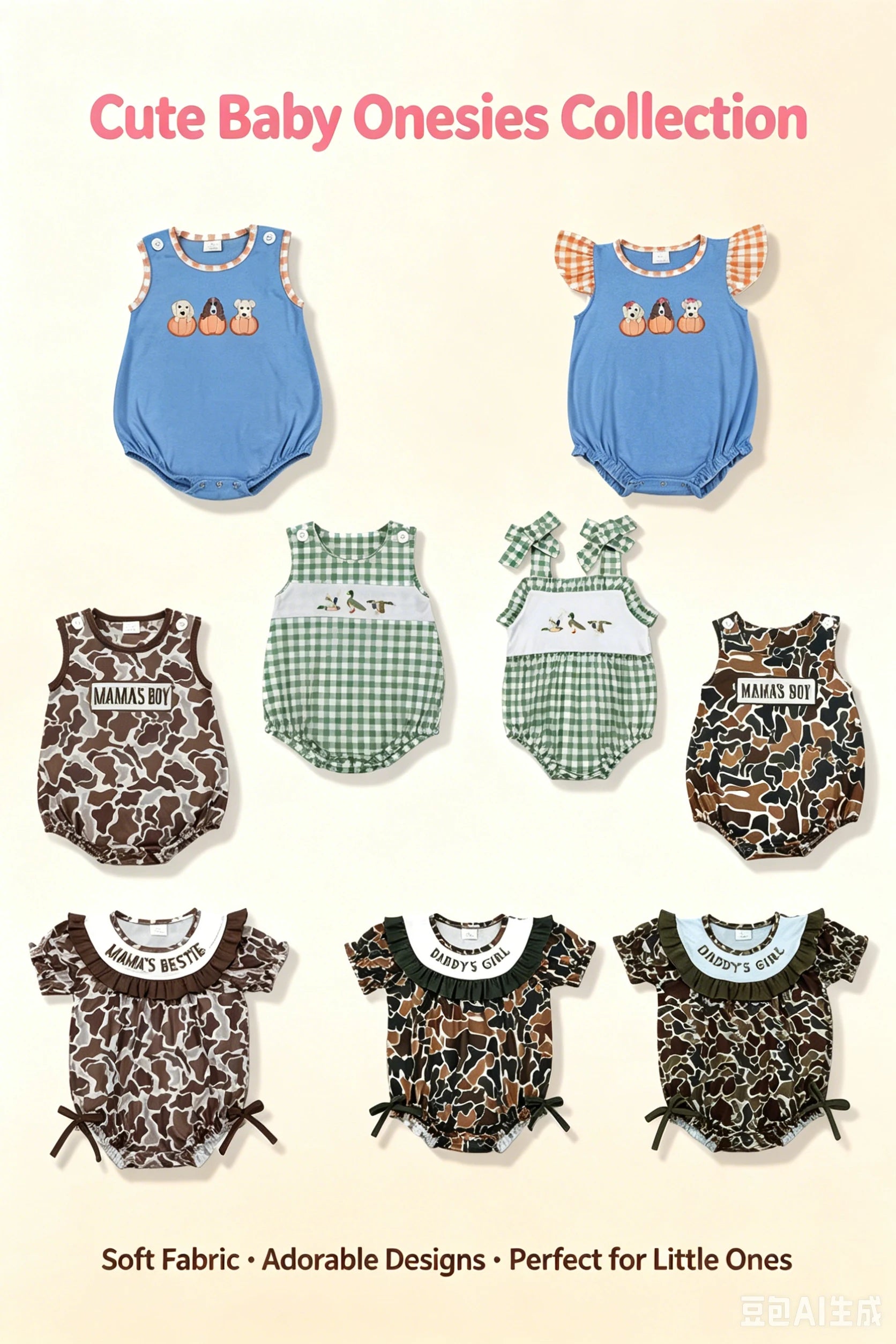 Baby Bubble Romper Fall Pumpkin Dog Mallard Duck Embroidery Newborn Sleeveless Bow Short Sleeve Infant Boy Girl Outfit