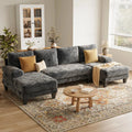U-Shaped Sectional Couches for Living Room | 112 Inch Modern Sectional Couch | Warm White Chenille Sofa with Double, Customized