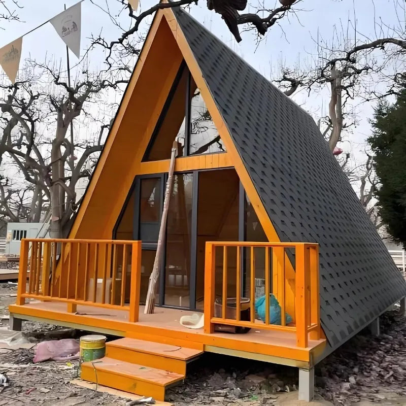 Portable Triangle A Frame Wooden House Prefabricated Tiny Cabin Outdoor Luxury Living