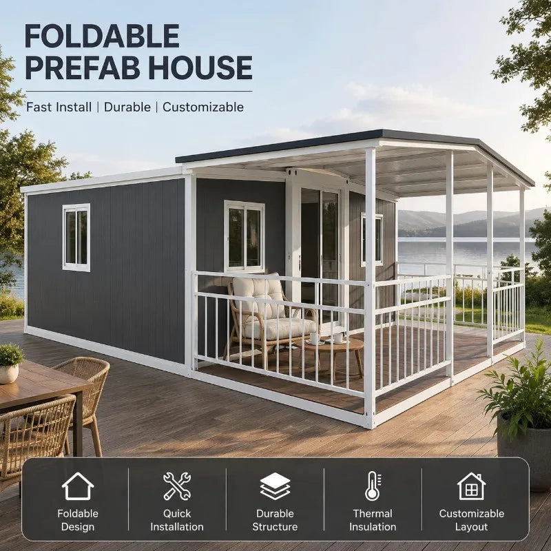 Portable Folding Prefab House Container Cabin for Worker Camp Temporary Living and Backyard Studio Customized