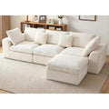 110" Cloud Sectional Couches or Living Room, L-Shaped Convertible Soa, 3-Seat ular BonelCouch with Movable Ottoman, Beige