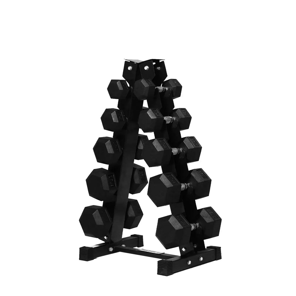 RitFit 250LB/300LB/350LB/550LB/650LB Rubber Hex Dumbbell Sets with Weights Rack, Multiple Color Choices Available