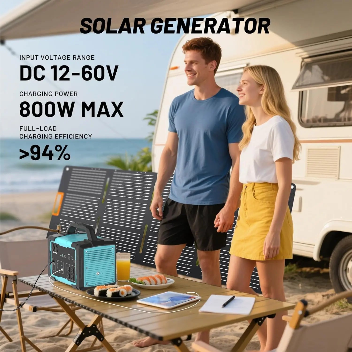 Portable Power Station 1800W (3600W Surge), 1024Wh LiFePO4 Solar Generator, 1.5H Fast Charging Home Battery Backup with 4 AC Out