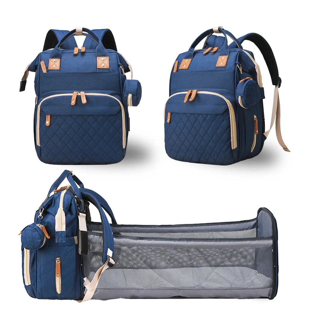3 In 1 Waterproof Diaper Backpack With Foldable Changing Pad Large Capacity Mommy Nappy Bag Stroller Hanging Organizer Portable Outdoor Camping Hiking Road Trip Travel Baby Essentials Storage Backpack Peach Pink