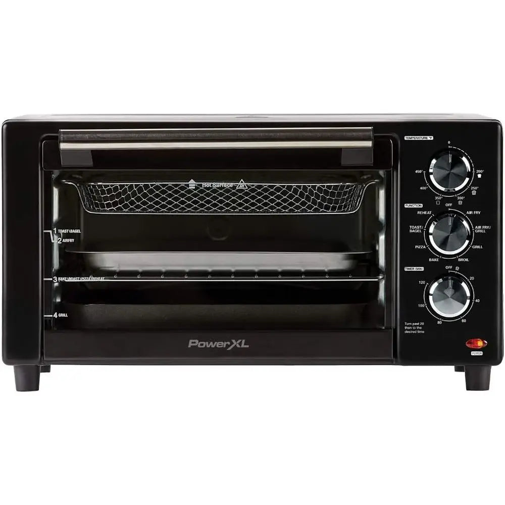 PowerXL Air Fryer Grill 8 in 1 Roast, Bake, Rotisserie, Electric Indoor Grill (Black Standard No Rotisserie) OPEN BOX