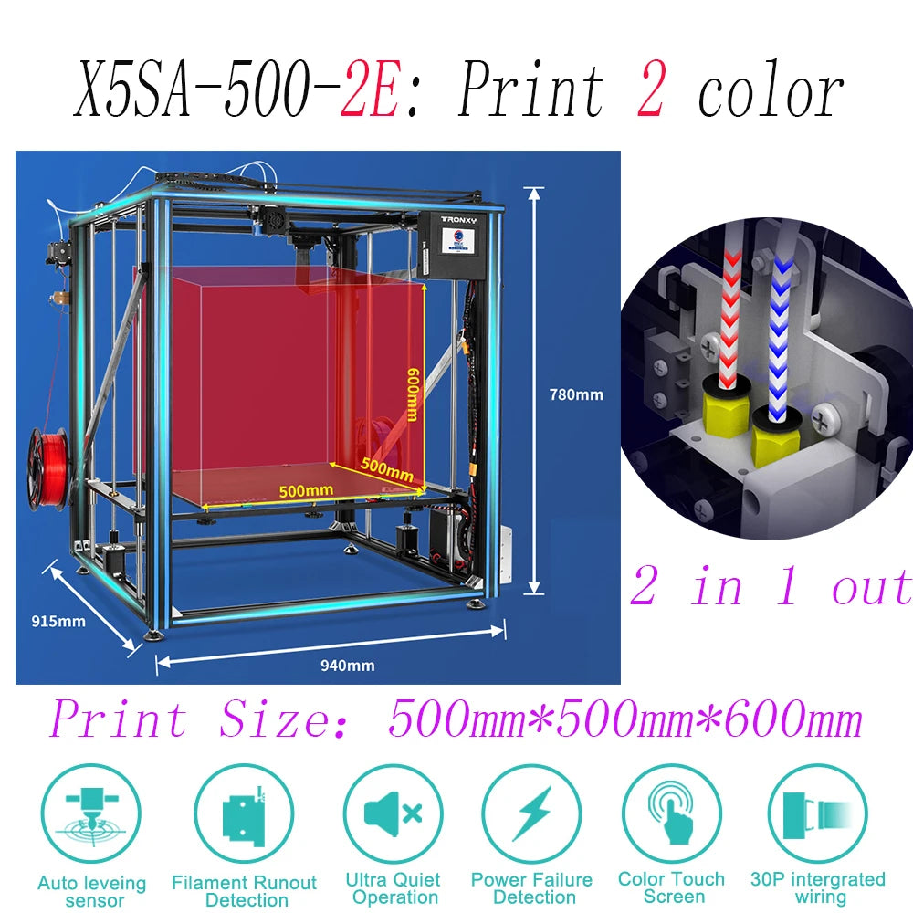 Tronxy 3D Printer VEHO 500 PRO Large size 500*500 Guide RailImpresora 3D Kit