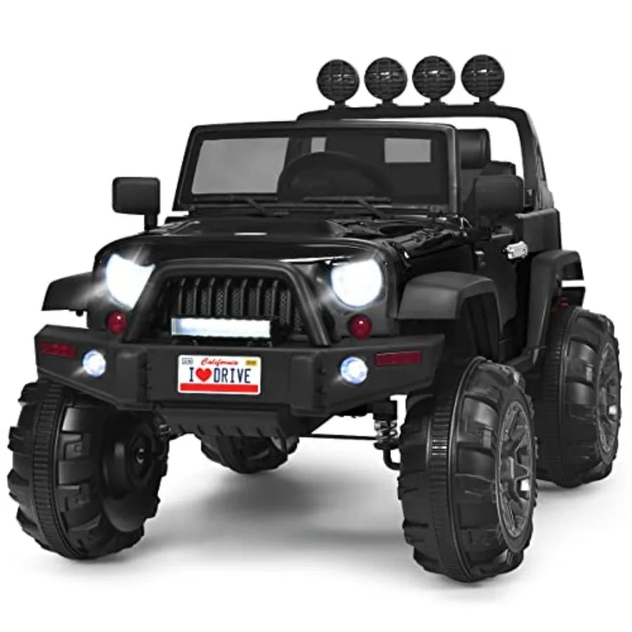 Ride on Car 12V Battery Powered Electric Vehicle w/Parent Remote Control Spring Suspension Storage 3 Speeds LED Light MP3 Music
