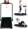 Walking Pad & Folding Treadmill - 2.5HP, Sit-Ups Mat, Bluetooth App, Portable Wheels | Incline, Desk, Dual Displays, 308 lbs & 2