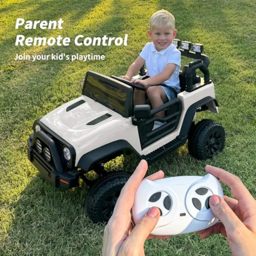 Ride on Car Toy 24V Electric Car for with Remote Control 2x200W Motors - White