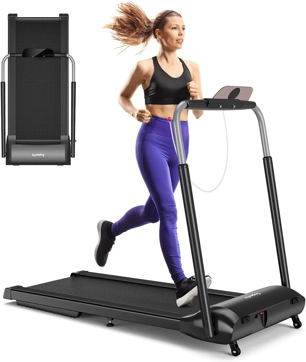 3.0HP Folding Treadmill, Foldable Superfit Treadmill W/LED Touch Screen, Phone Holder, Blue Tooth Connection, Electric Running W