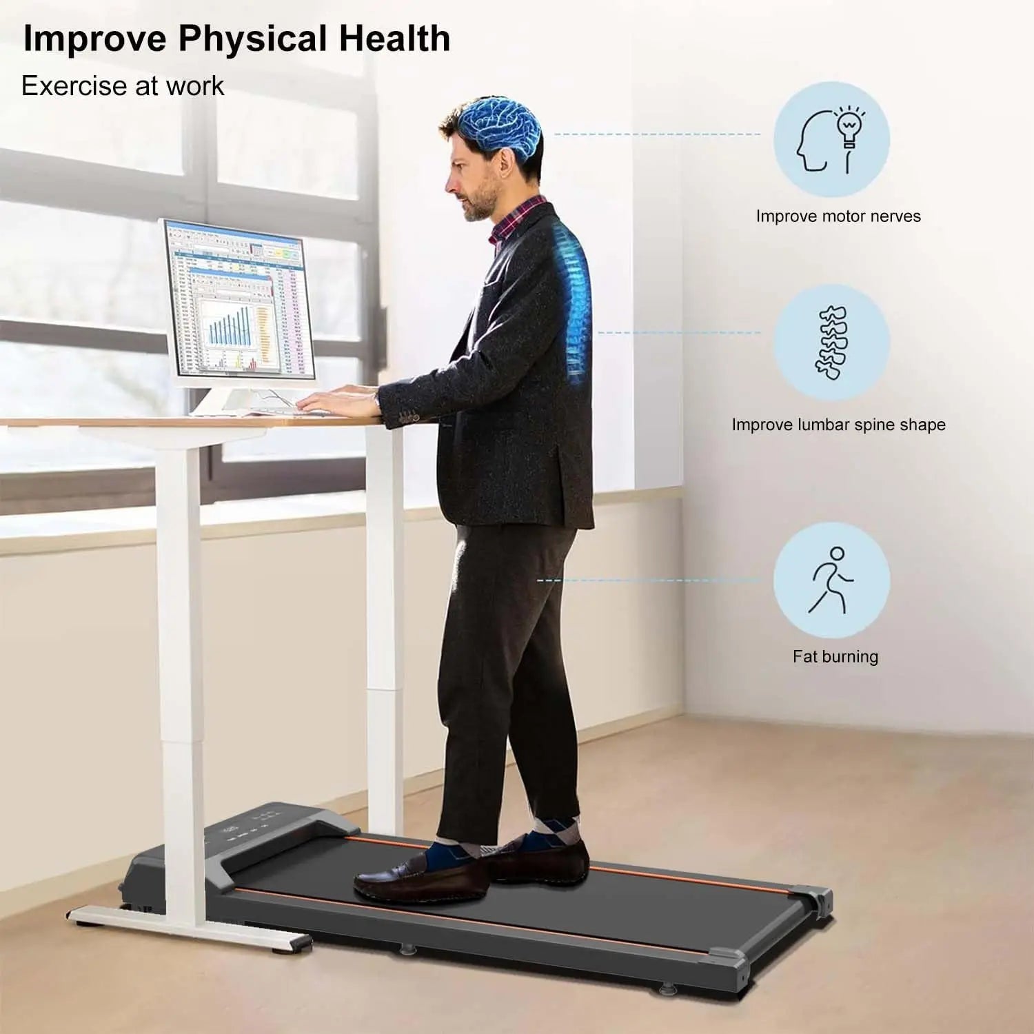 Walking Pad Treadmill, 2.5HP Quiet Under Desk Treadmill for Home Office, 2 in 1 Portable Walking Treadmill with Remote Control,