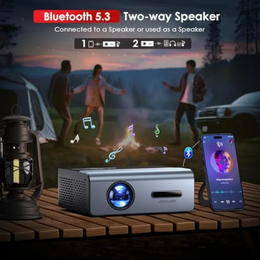 Outdoor 4K Support Projector with Wifi and Bluetooth 22000L Auto Keystone Native 1080p Movie Projector for iOS Android TV Stick