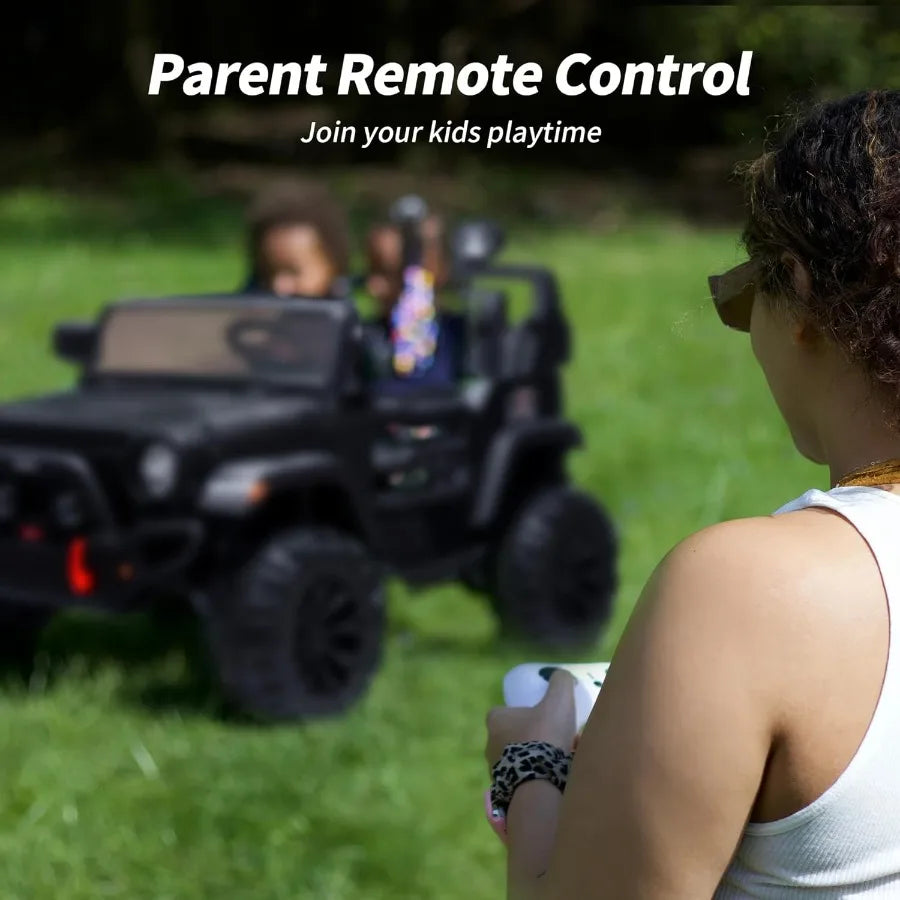 2 Seater Ride on Car Truck 12V Electric Ride on Toy for Big Age 3-8 w/Remote Control- Black