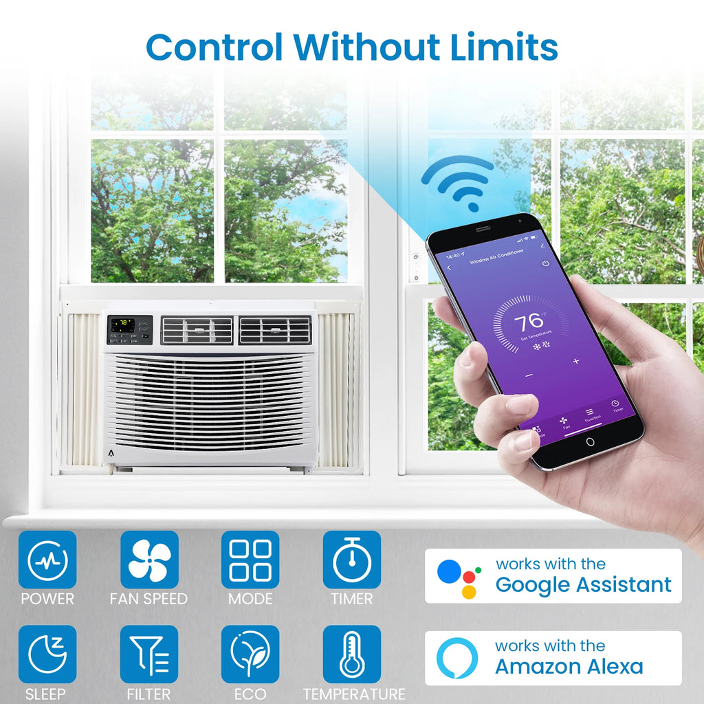 10,000 BTU Window Air Conditioner, Air Conditioners Window-Mounted Room Fast Cooling for 450 Sq.Ft. Indoor Window AC Unit for Summer, Auto-Restart, 3 Cooling & Fan Speeds