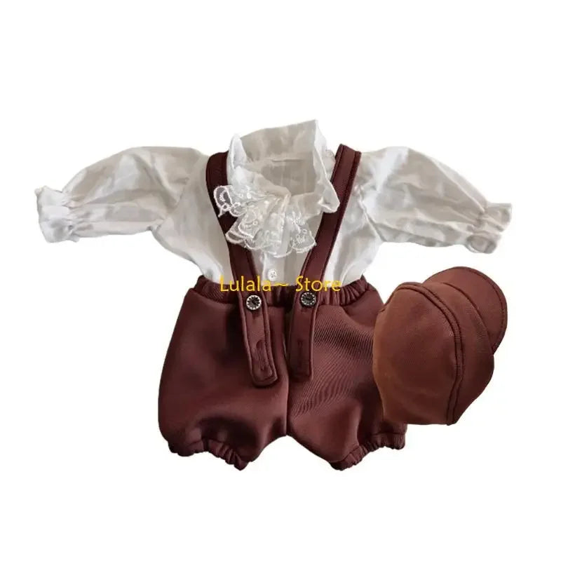Y4QA 3Pcs Baby Photo Props Romper Infant Newborn Photography Vintage Shirt Shorts Hat Set Monthly Boys Clothes Baby Outfits