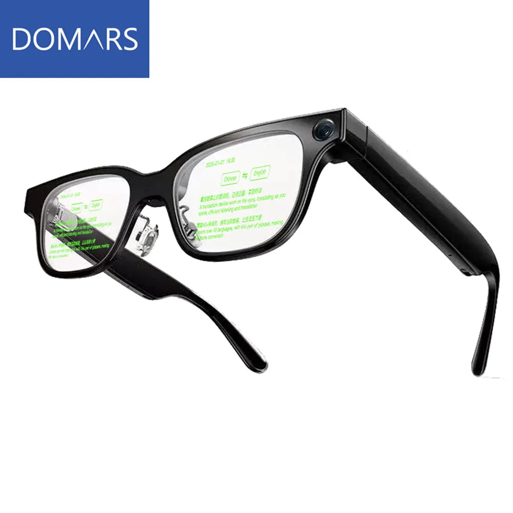 Domars AR Smart Glasses Take Photos Navigate in Real Time Translate Teleprompter Voice Assistant AI Glasses with 210 mAh Battery