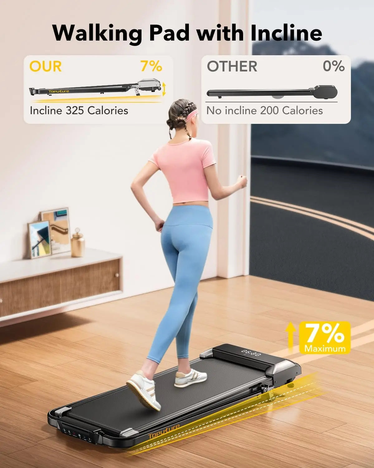 Walking Pad Under Desk Treadmill with Incline, 2 in 1 Folding Treadmill for Home/Office, Portable Compact Treadmills with Remote